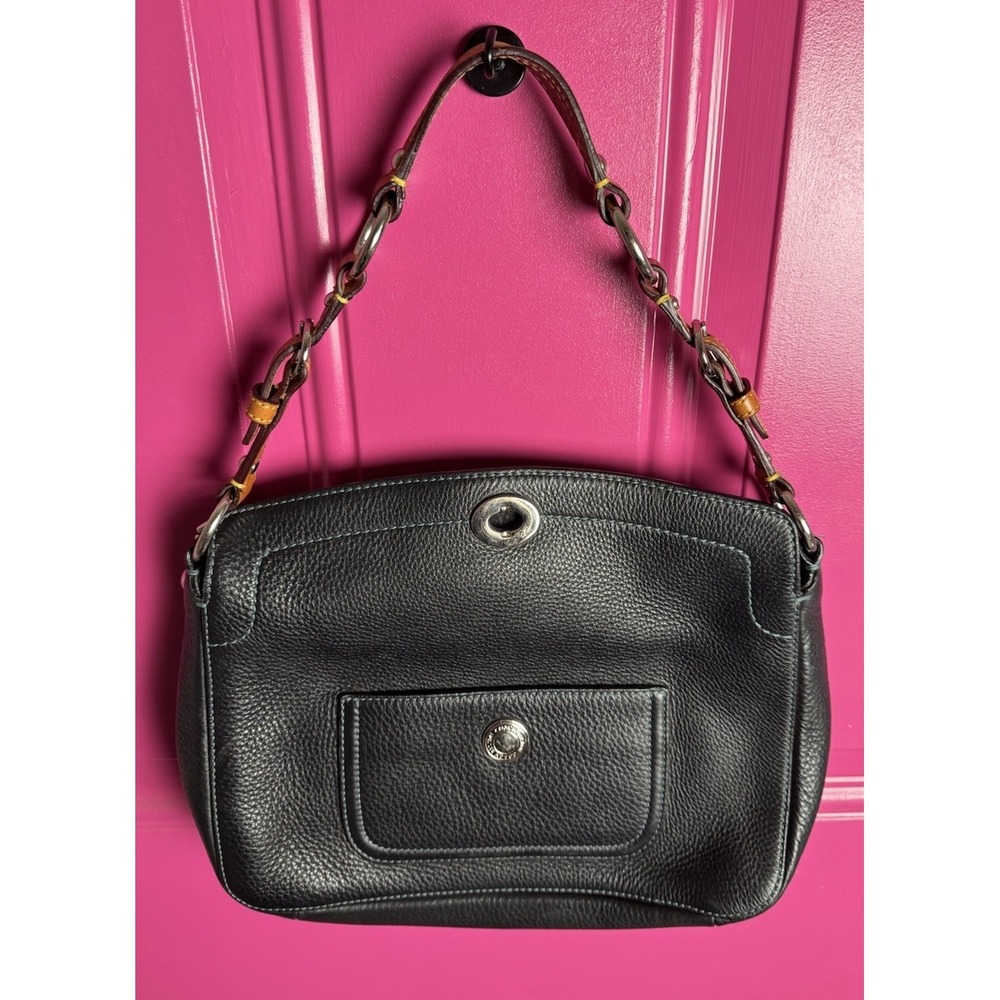 Vtg Y2K Coach Chelsea Pebble Leather Turnlock Top Bag Purse D05S-8A38 BLUE Navy